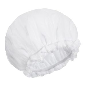 White Shower Cap, Terry Lined Shower Cap for Women, Double Protection & Inner Towel Skin-friendly for Makeup, Washing (Wet & Dry Needs)